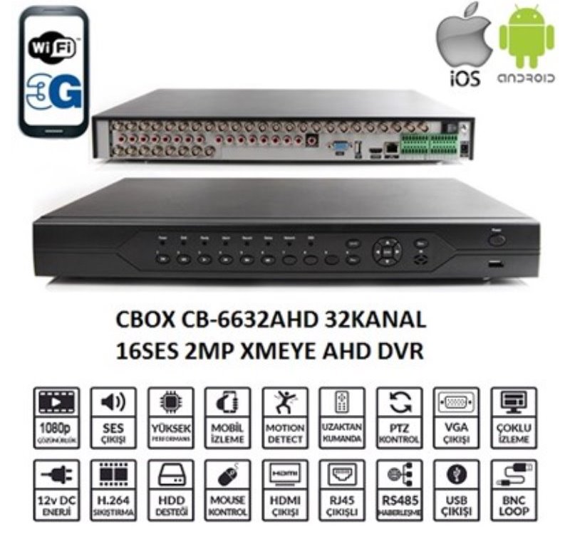 CBOX CB-6632AHD 32 KANAL 1080 16 SES AHD XMEYE DVR KAYIT CIHAZI -CBOX CB-6632AHD