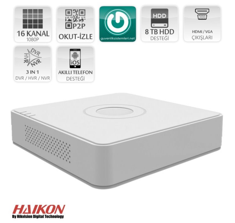 HAIKON DS-7116HGHI-F1 16 KANAL HIBRIT HD-TVI KAYIT CIHAZI -HAIKON DS-7116HGHI-F1